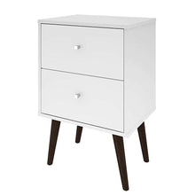 Load image into Gallery viewer, White Modern Mid-Century Style 2-Drawer Side Table Nightstand