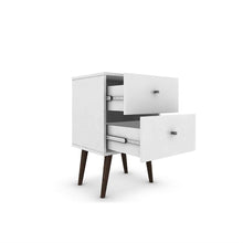 Load image into Gallery viewer, White Modern Mid-Century Style 2-Drawer Side Table Nightstand
