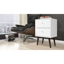Load image into Gallery viewer, White Modern Mid-Century Style 2-Drawer Side Table Nightstand