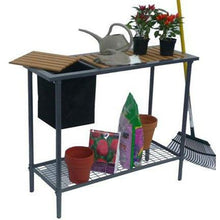 Load image into Gallery viewer, Outdoor Metal Garden Bench Work Table with Wood Top