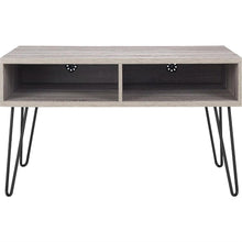 Load image into Gallery viewer, Modern TV Stand in Oak Finish with Mid-Century Style Metal Legs