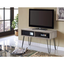 Load image into Gallery viewer, Modern TV Stand in Oak Finish with Mid-Century Style Metal Legs