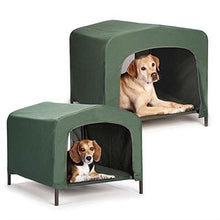 Load image into Gallery viewer, Portable Outdoor Dog House Elevated Covered  Doggy Cot Water-Resistant in Green
