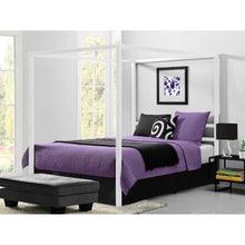 Load image into Gallery viewer, Queen size Modern White Metal Canopy Bed - No Box-Springs Required