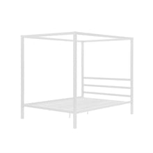Load image into Gallery viewer, Queen size Modern White Metal Canopy Bed - No Box-Springs Required