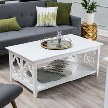 Load image into Gallery viewer, White Quatrefoil Coffee Table with Solid Birch Wood Frame
