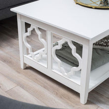 Load image into Gallery viewer, White Quatrefoil Coffee Table with Solid Birch Wood Frame