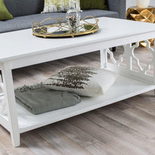 Load image into Gallery viewer, White Quatrefoil Coffee Table with Solid Birch Wood Frame