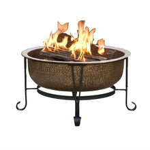 Load image into Gallery viewer, Hammered Copper Fire Pit with Heavy Duty Spark Guard Cover and Stand