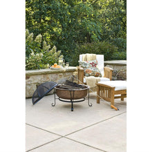 Load image into Gallery viewer, Hammered Copper Fire Pit with Heavy Duty Spark Guard Cover and Stand