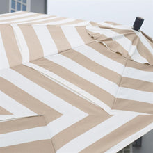 Load image into Gallery viewer, Beige and White Stripe 7.5-Ft Collar Tilt Patio Umbrella with Crank