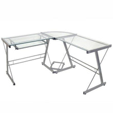 Load image into Gallery viewer, Modern Corner Computer Desk in Metal and Glass