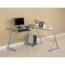 Load image into Gallery viewer, Modern Corner Computer Desk in Metal and Glass