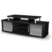 Load image into Gallery viewer, 59-inch TV Stand in Pure Black Finish with Frosted Glass