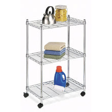 Load image into Gallery viewer, 3-Tier Metal Cart on Wheels for Kitchen Microwave Bathroom Garage