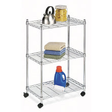 Load image into Gallery viewer, 3-Shelf Chrome Steel Storage Cart on Wheels