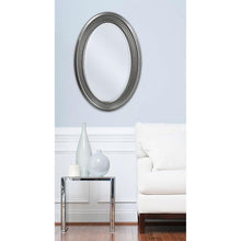 Load image into Gallery viewer, Oval Round Bathroom Mirror with Wall Hangers and Silver Frame