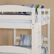 Load image into Gallery viewer, White Wood Twin over Twin Bunk Bed with Ladder and Guardrail