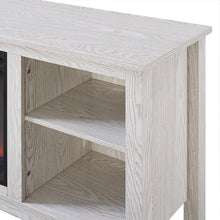 Load image into Gallery viewer, Whitewash 58-inch TV Stand Electric Fireplace Space Heater