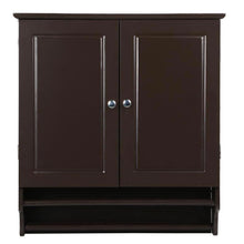 Load image into Gallery viewer, Espresso 2-Door Bathroom Wall Cabinet Cupboard with Towel Bar