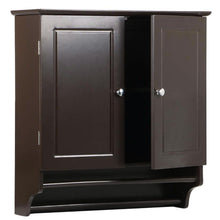 Load image into Gallery viewer, Espresso 2-Door Bathroom Wall Cabinet Cupboard with Towel Bar