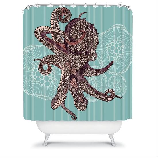60 x 72 inch Water Proof Polyester Octopus Shower Curtain