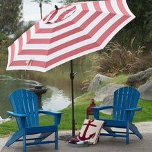 Load image into Gallery viewer, Outdoor 9-Ft Metal Patio Umbrella with Tilt and Crank Lift in Red and White Stripe