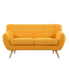 Load image into Gallery viewer, Yellow Linen Upholstered Modern Mid-Century Style Sofa Loveseat