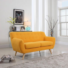 Load image into Gallery viewer, Yellow Linen Upholstered Modern Mid-Century Style Sofa Loveseat