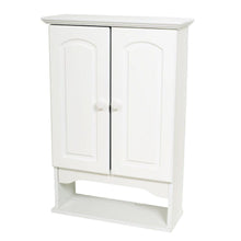 Load image into Gallery viewer, White 2-Door Bathroom Wall Cabinet with Open Storage Shelf