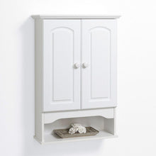 Load image into Gallery viewer, White 2-Door Bathroom Wall Cabinet with Open Storage Shelf