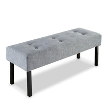 Load image into Gallery viewer, Modern Grey Linen Upholstered Memory Foam Button-Tufted Accent Bench