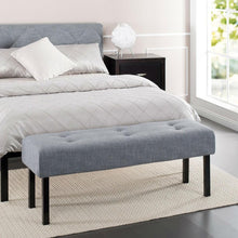 Load image into Gallery viewer, Modern Grey Linen Upholstered Memory Foam Button-Tufted Accent Bench