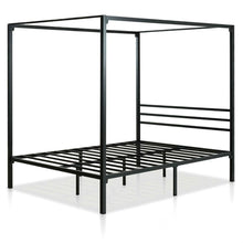 Load image into Gallery viewer, Queen size Modern Black Metal Canopy Bed Frame