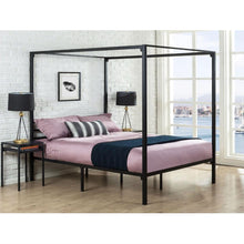 Load image into Gallery viewer, Queen size Modern Black Metal Canopy Bed Frame
