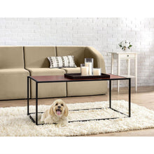 Load image into Gallery viewer, Modern Classic Coffee Table with Steel Frame and Brown Wood Grain Panels