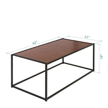 Load image into Gallery viewer, Modern Classic Coffee Table with Steel Frame and Brown Wood Grain Panels