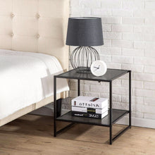 Load image into Gallery viewer, Modern Steel Frame End Table Nightstand in Espresso