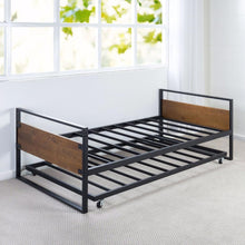 Load image into Gallery viewer, Twin size Metal Wood Daybed Frame with Roll Out Trundle Bed