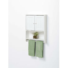 Load image into Gallery viewer, Wall Mount Bathroom Cabinet with Towel Bar in White Finish