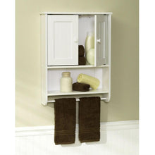 Load image into Gallery viewer, Wall Mount Bathroom Cabinet with Towel Bar in White Finish