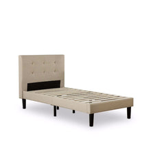 Load image into Gallery viewer, Twin size Contemporary Classic Taupe Fabric Upholstered Platform Bed with Tufted Headboard