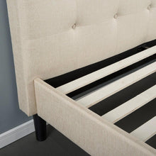 Load image into Gallery viewer, Twin size Contemporary Classic Taupe Fabric Upholstered Platform Bed with Tufted Headboard