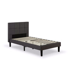 Load image into Gallery viewer, Twin size Classic Grey Fabric Upholstered Platform Bed with Padded Headboard