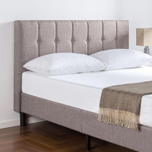 Load image into Gallery viewer, King Medium Grey Upholstered Platform Bed Frame with Button Tufted Headboard