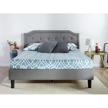 Load image into Gallery viewer, King size Grey Upholstered Platform Bed with Classic Button Tufted Headboard