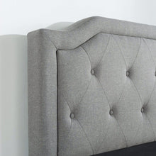Load image into Gallery viewer, King size Grey Upholstered Platform Bed with Classic Button Tufted Headboard