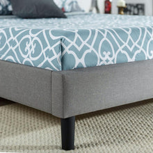 Load image into Gallery viewer, King size Grey Upholstered Platform Bed with Classic Button Tufted Headboard