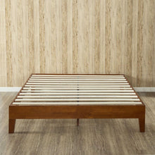 Load image into Gallery viewer, Twin size Low Profile Wooden Platform Bed Frame in Cherry Finish